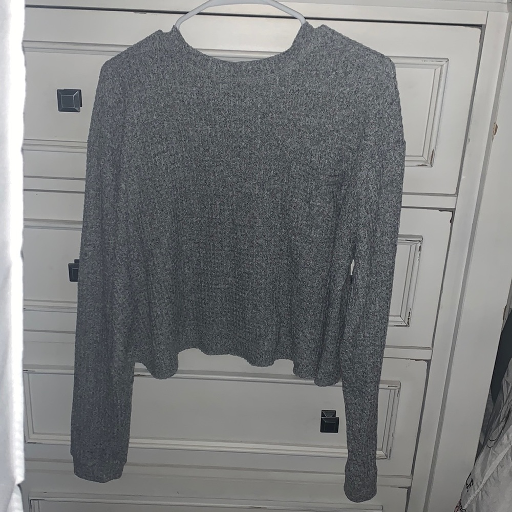 Grey Semi Cropped Light Sweater